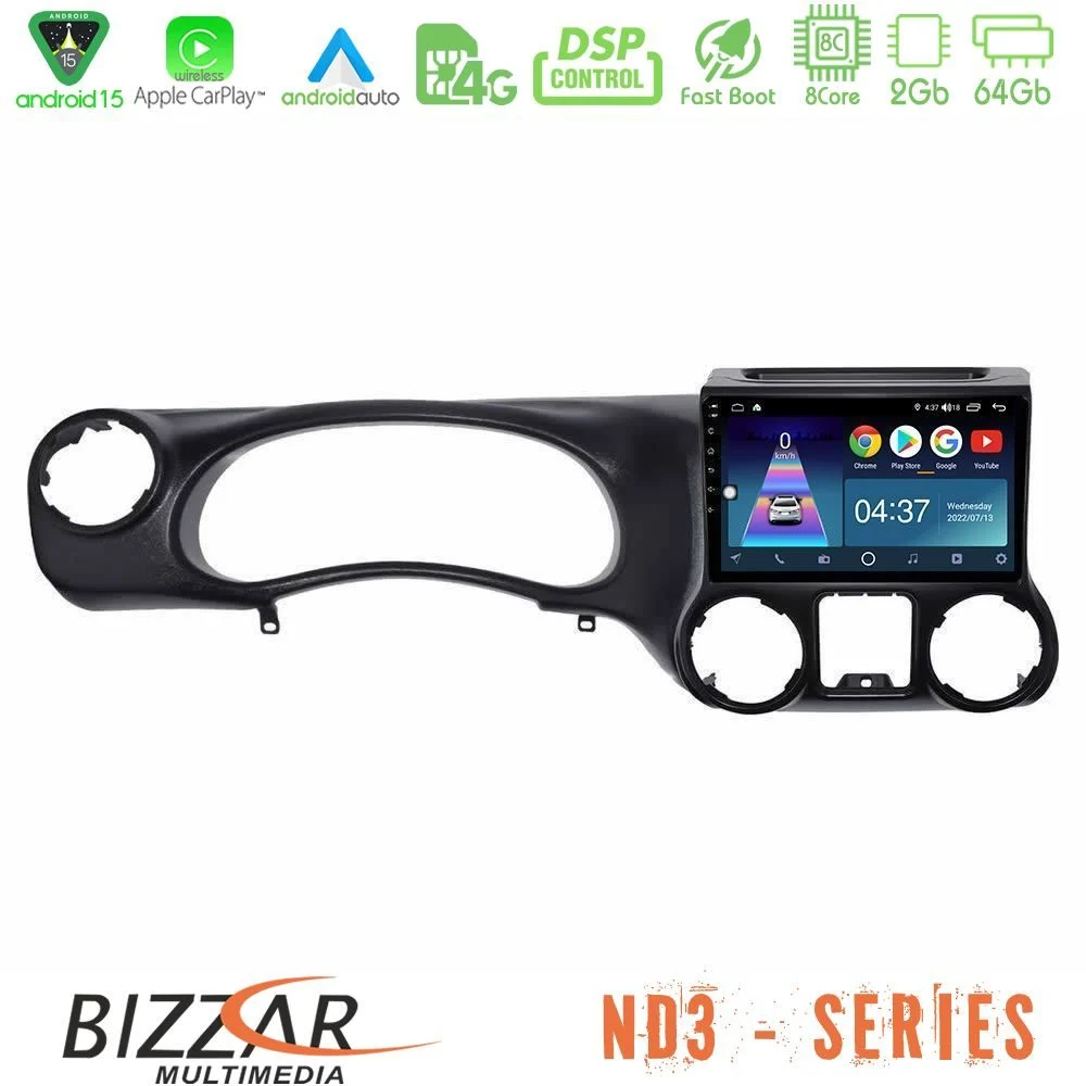 Bizzar ND3 Series 8Core Android15 2+64GB  Jeep Wrangler 2011-2014 Navigation Multimedia Tablet 10"