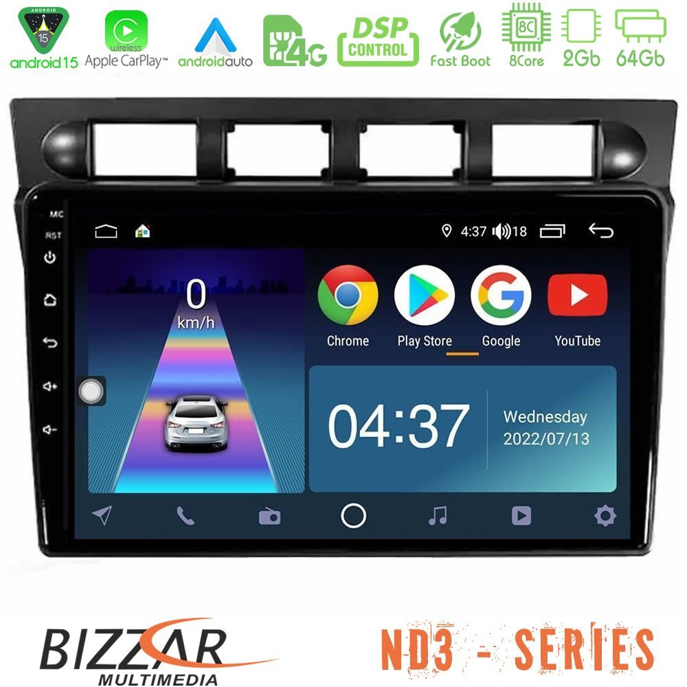Bizzar ND3 Series 8Core Android15 2+64GB Kia Picanto 2004-2007 Navigation Multimedia Tablet 9"