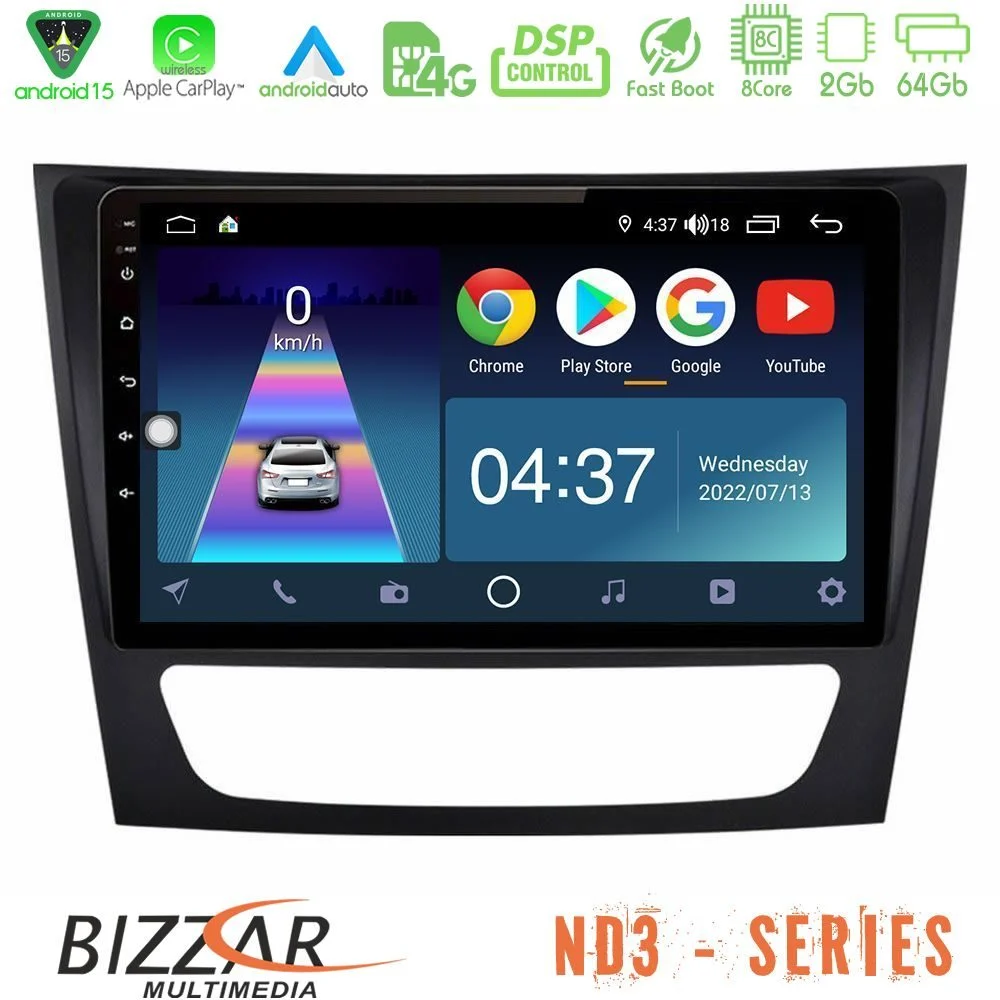 Bizzar ND3 Series 8Core Android15 2+64GB Mercedes E Class / CLS Class Navigation Multimedia Tablet 9"