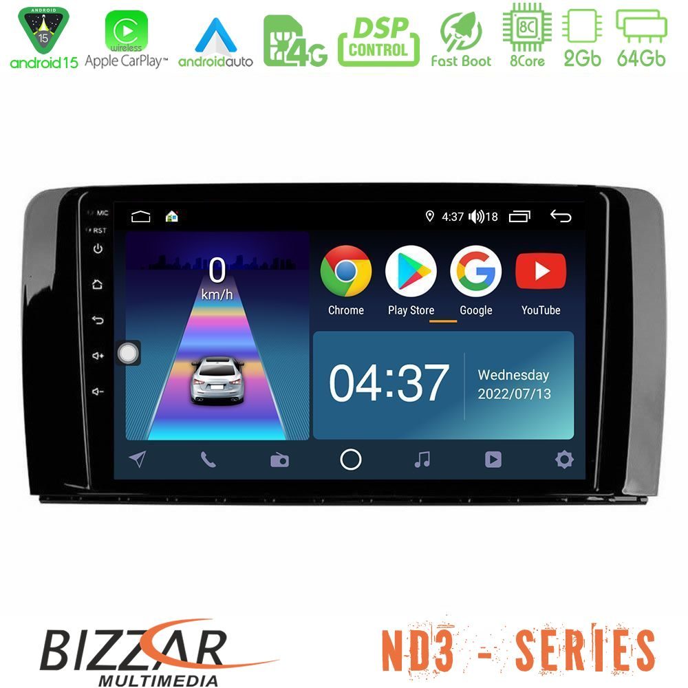 Bizzar ND3 Series 8Core Android15 2+64GB Mercedes R Class Navigation Multimedia Tablet 9"