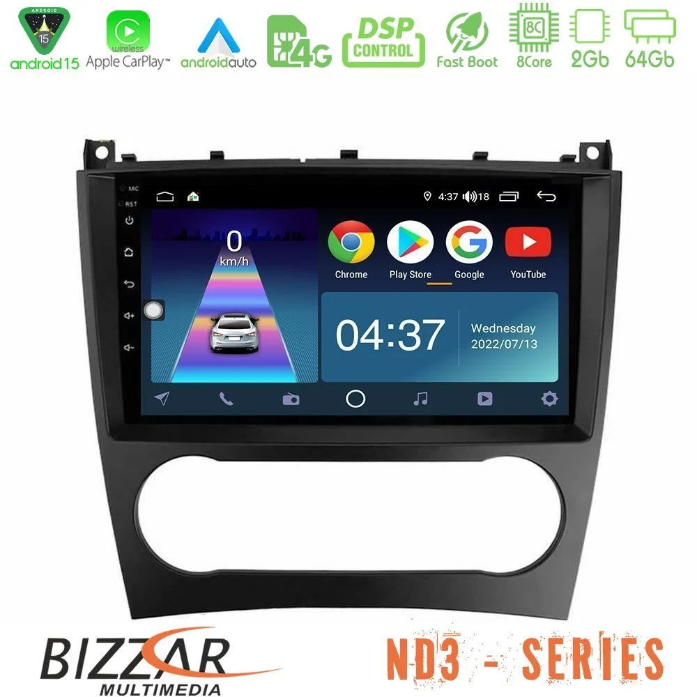 Bizzar ND3 Series 8Core Android15 2+64GB Mercedes W203 Facelift Navigation Multimedia Tablet 9"
