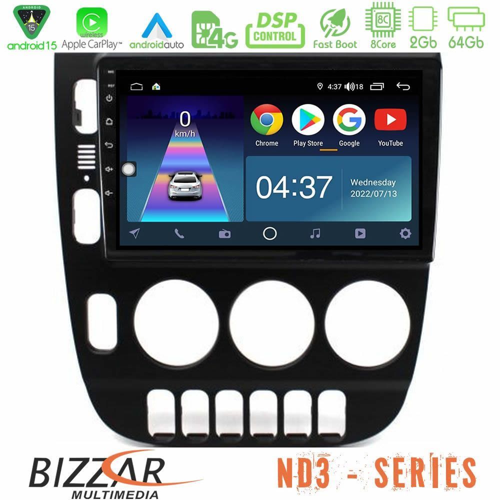 Bizzar ND3 Series 8Core Android15 2+64GB Mercedes ML Class (W163) 1998-2005 Manual AC Navigation Multimedia Tablet 9"