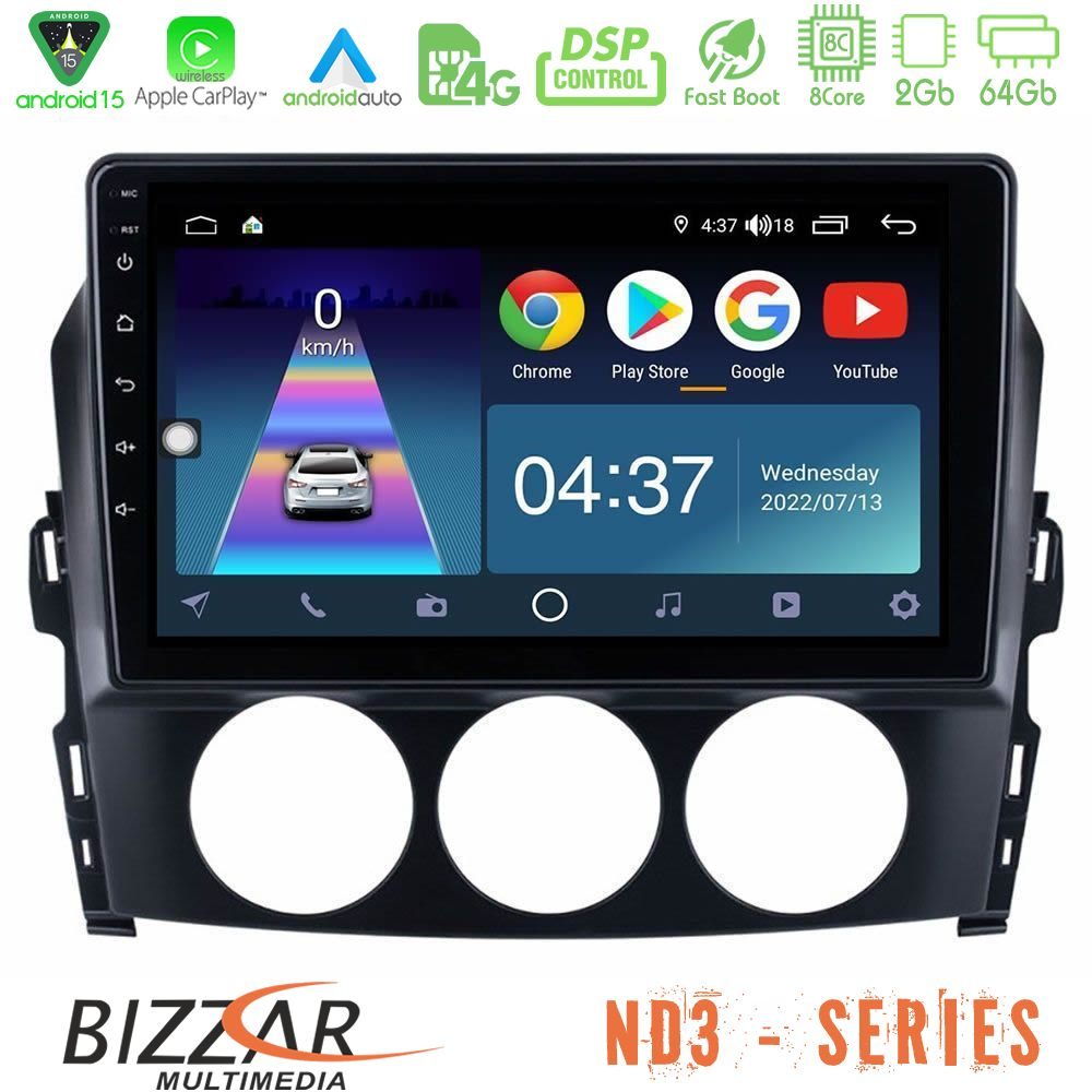 Bizzar ND3 Series 8Core Android15 2+64GB  Mazda MX-5 2006-2008 Navigation Multimedia Tablet 9"