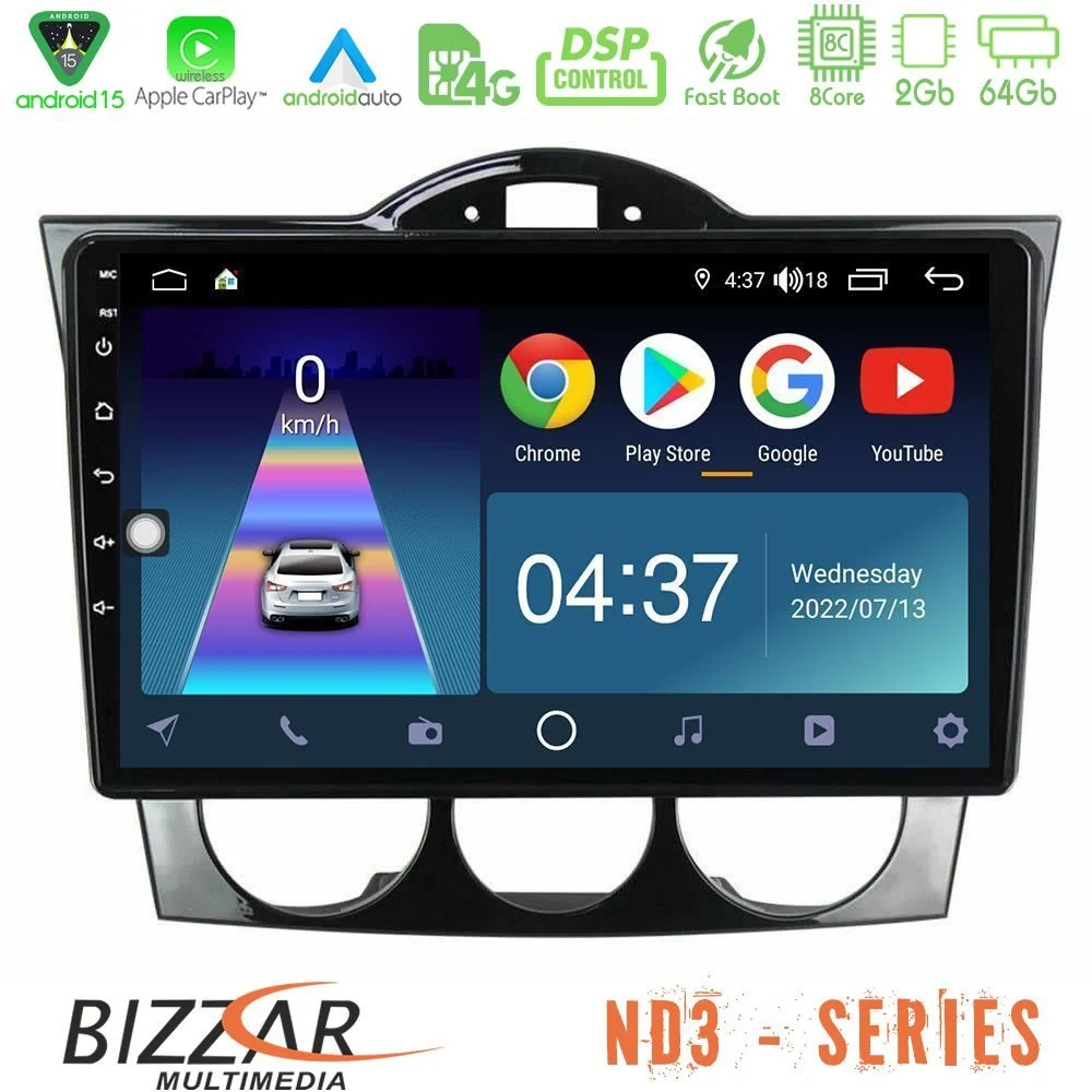 Bizzar ND3 Series 8Core Android15 2+64GB  Mazda RX8 2003-2008 Navigation Multimedia Tablet 9"
