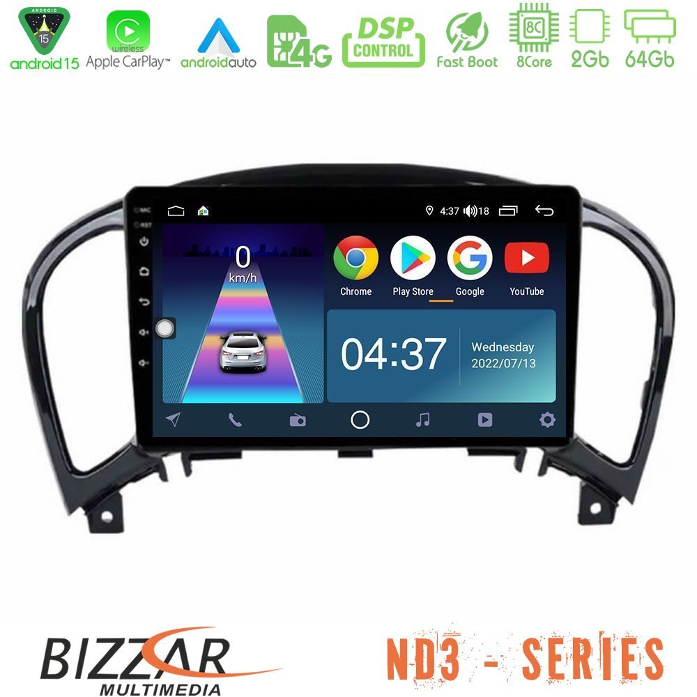Bizzar ND3 Series 8Core Android15 2+64GB Nissan Juke Navigation Multimedia Tablet 9"