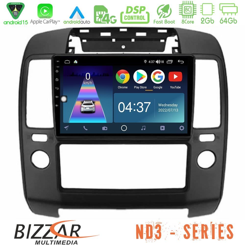 Bizzar ND3 Series 8Core Android15 2+64GB  Nissan Navara Navigation Multimedia Tablet 9"