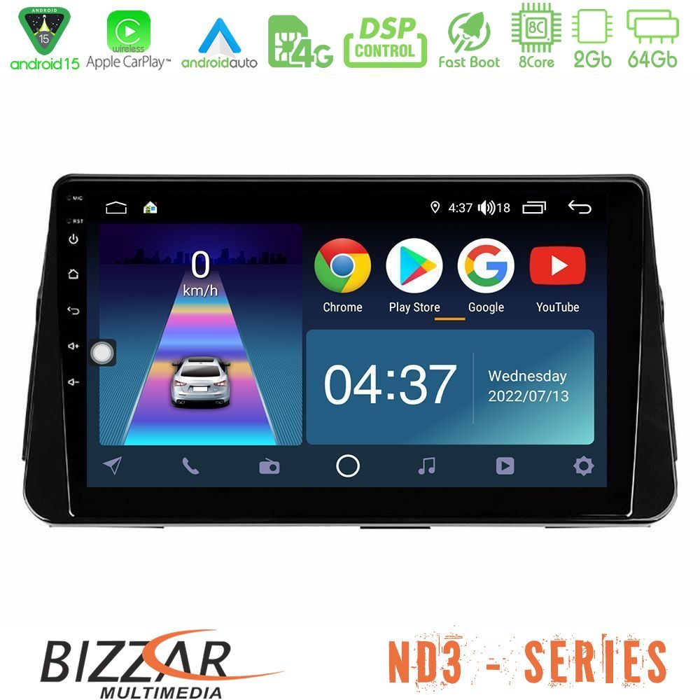 Bizzar ND3 Series 8Core Android15 2+64GB Nissan Micra K14 Navigation Multimedia Tablet 9"