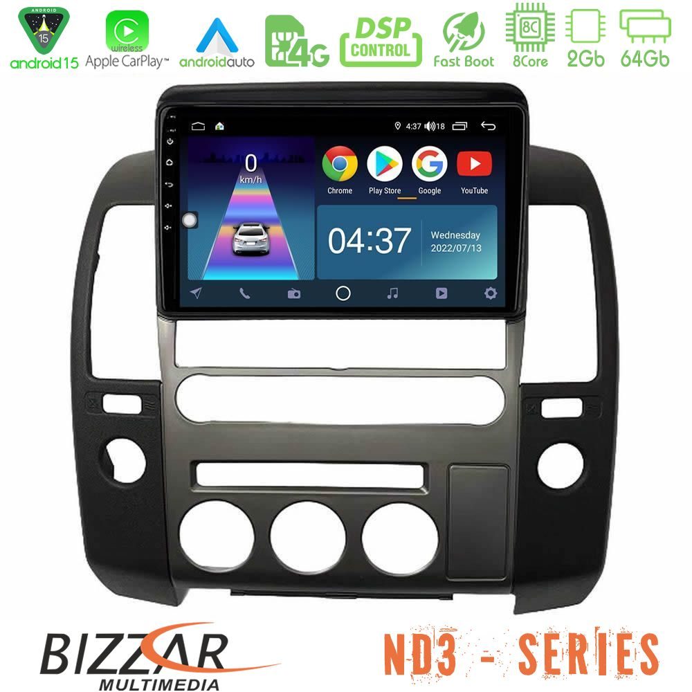 Bizzar ND3 Series 8Core Android15 2+64GB Nissan Navara D40 2006-2012 (με εργ.οθόνη) Navigation Multimedia Tablet 9"