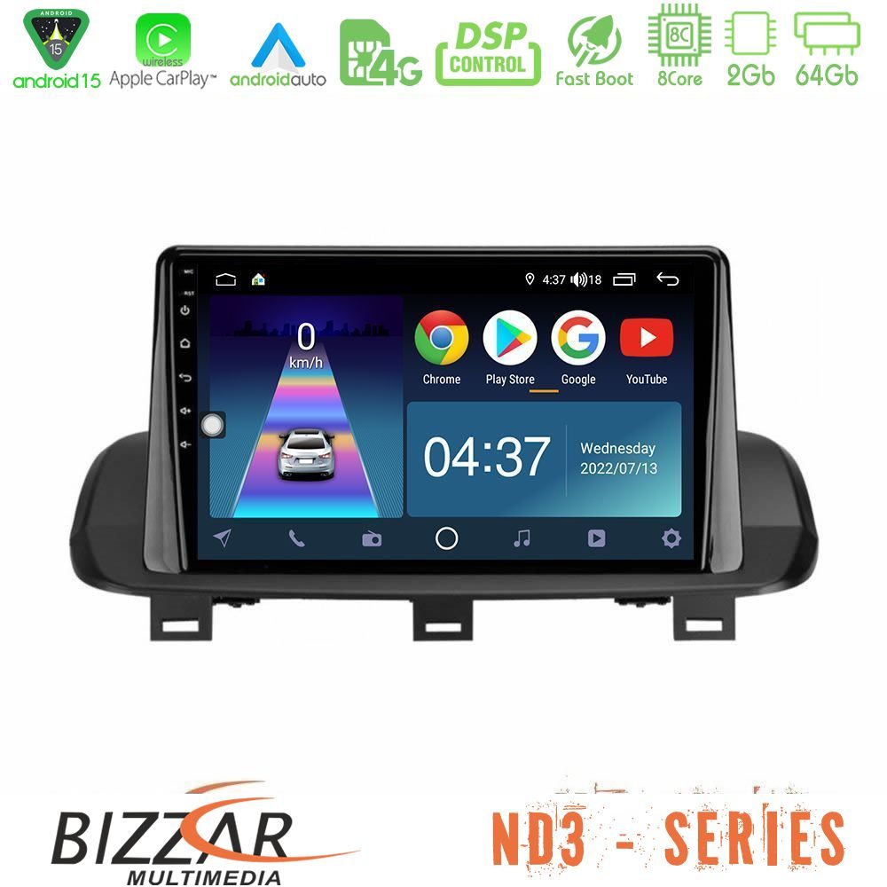 Bizzar ND3 Series 8Core Android15 2+64GB  Nissan Qashqai J12 amp; X-Trail T33 Navigation Multimedia Tablet 10"