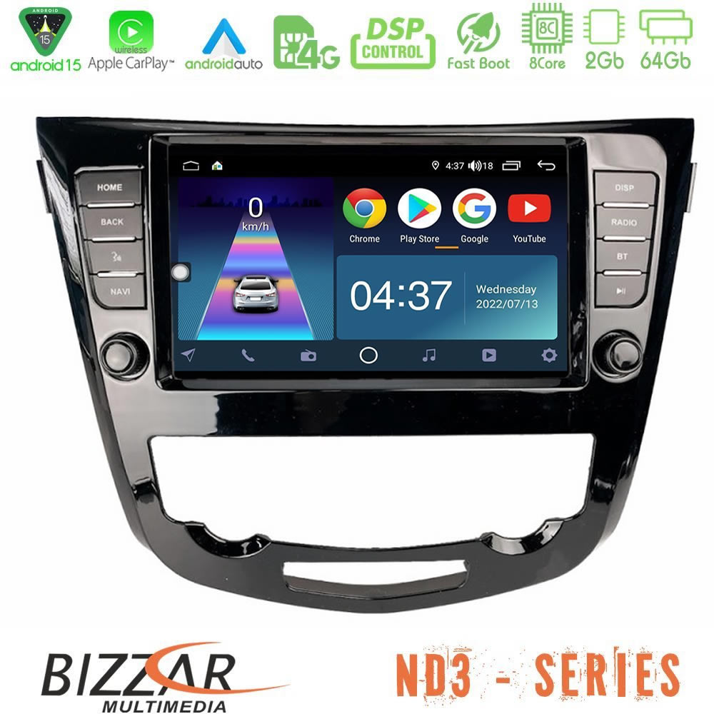 Bizzar ND3 Series 8Core Android15 2+64GB  Nissan Qashqai J11 (AUTO A/C) Navigation Multimedia Tablet 9"