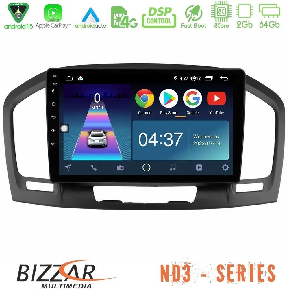 Bizzar ND3 Series 8Core Android15 2+64GB  Opel Insignia 2008-2013 Navigation Multimedia Tablet 9"