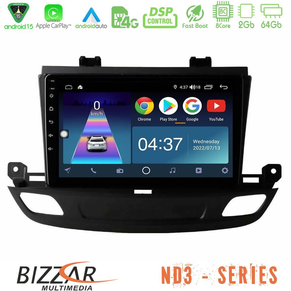 Bizzar ND3 Series 8Core Android15 2+64GB  Opel Insignia 2 2017-2020 Navigation Multimedia Tablet 9"