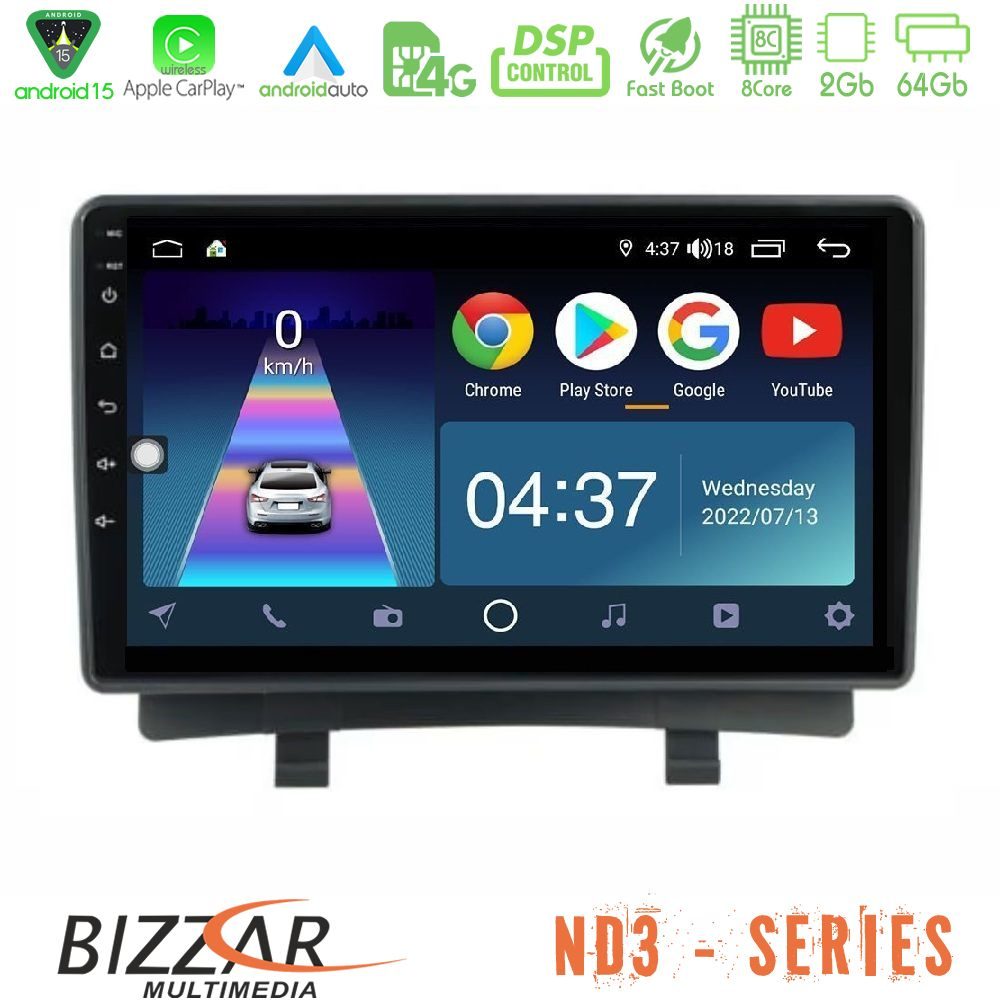 Bizzar ND3 Series 8Core Android15 2+64GB  Opel Zafira 2012-2016 Navigation Multimedia Tablet 9"