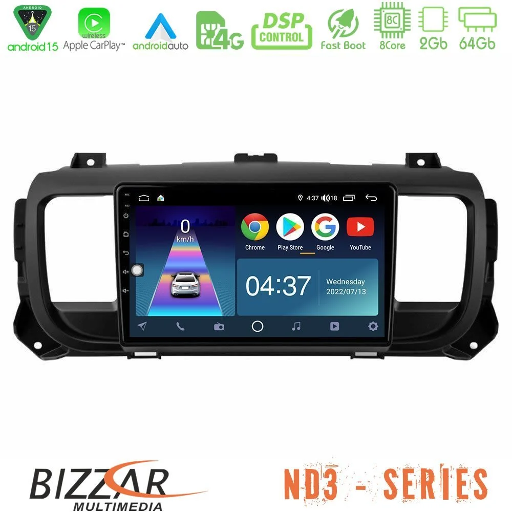 Bizzar ND3 Series 8Core Android15 2+64GB  Citroen/Peugeot/Opel/Toyota Navigation Multimedia Tablet 9"