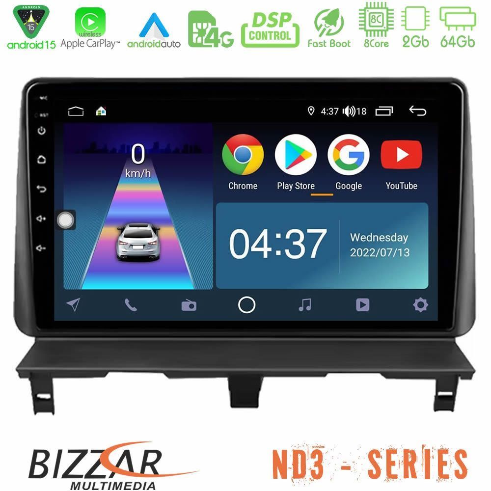 Bizzar ND3 Series 8Core Android15 2+64GB  Peugeot Partner / Citroën Berlingo 2002-2008 Navigation Multimedia Tablet 9"