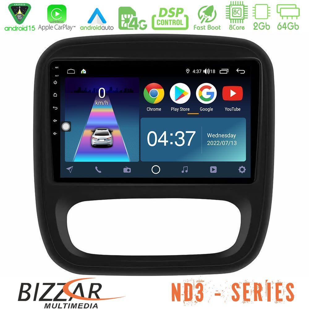 Bizzar ND3 Series 8Core Android15 2+64GB Renault/Nissan/Opel/Fiat Navigation Multimedia Tablet 9"