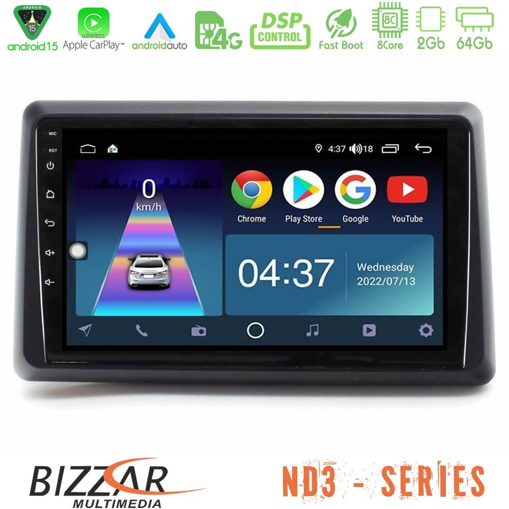 Bizzar ND3 Series 8Core Android15 2+64GB Renault Express 2020-2025 Navigation Multimedia Tablet 9"