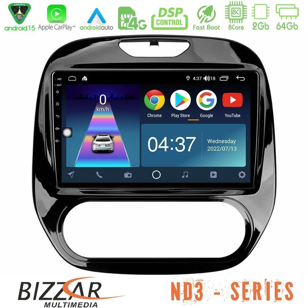 Bizzar ND3 Series 8Core Android15 2+64GB Renault Captur 2013-2019 (Manual AC) Navigation Multimedia Tablet 9"