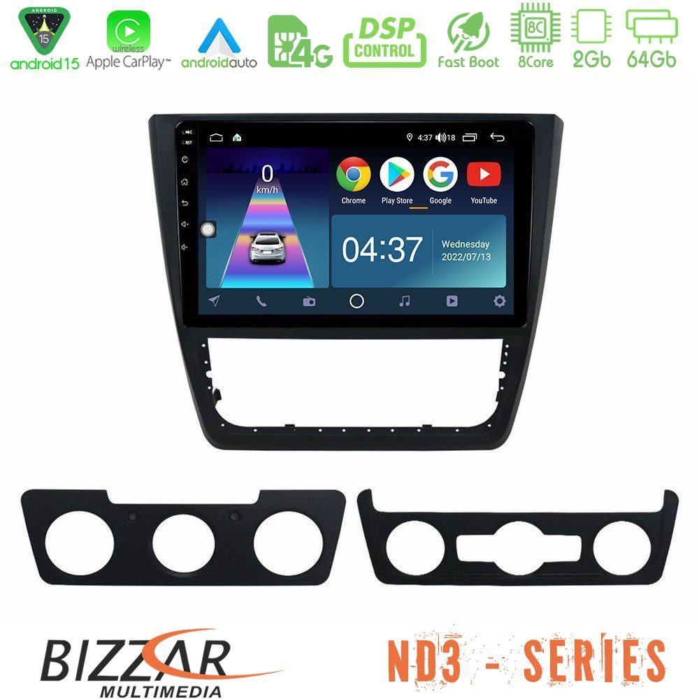 Bizzar ND3 Series 8Core Android15 2+64GB Skoda Yeti 2009-> Navigation Multimedia Tablet 10"