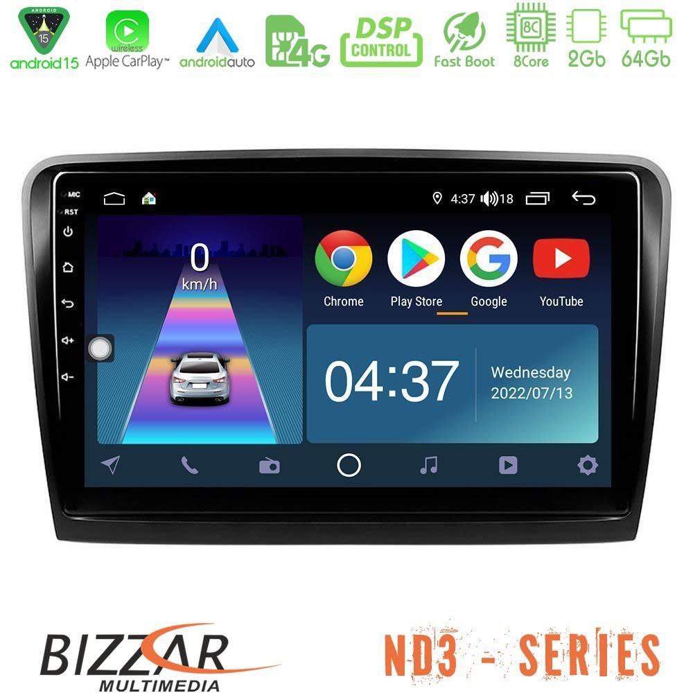 Bizzar ND3 Series 8Core Android15 2+64GB Skoda Superb 2008-2015 Navigation Multimedia Tablet 10"