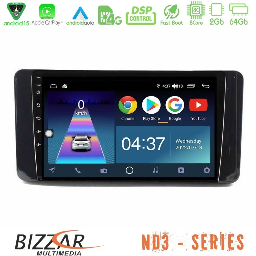 Bizzar ND3 Series 8Core Android15 2+64GB  Skoda Kamiq 2019-2022 Navigation Multimedia Tablet 9"