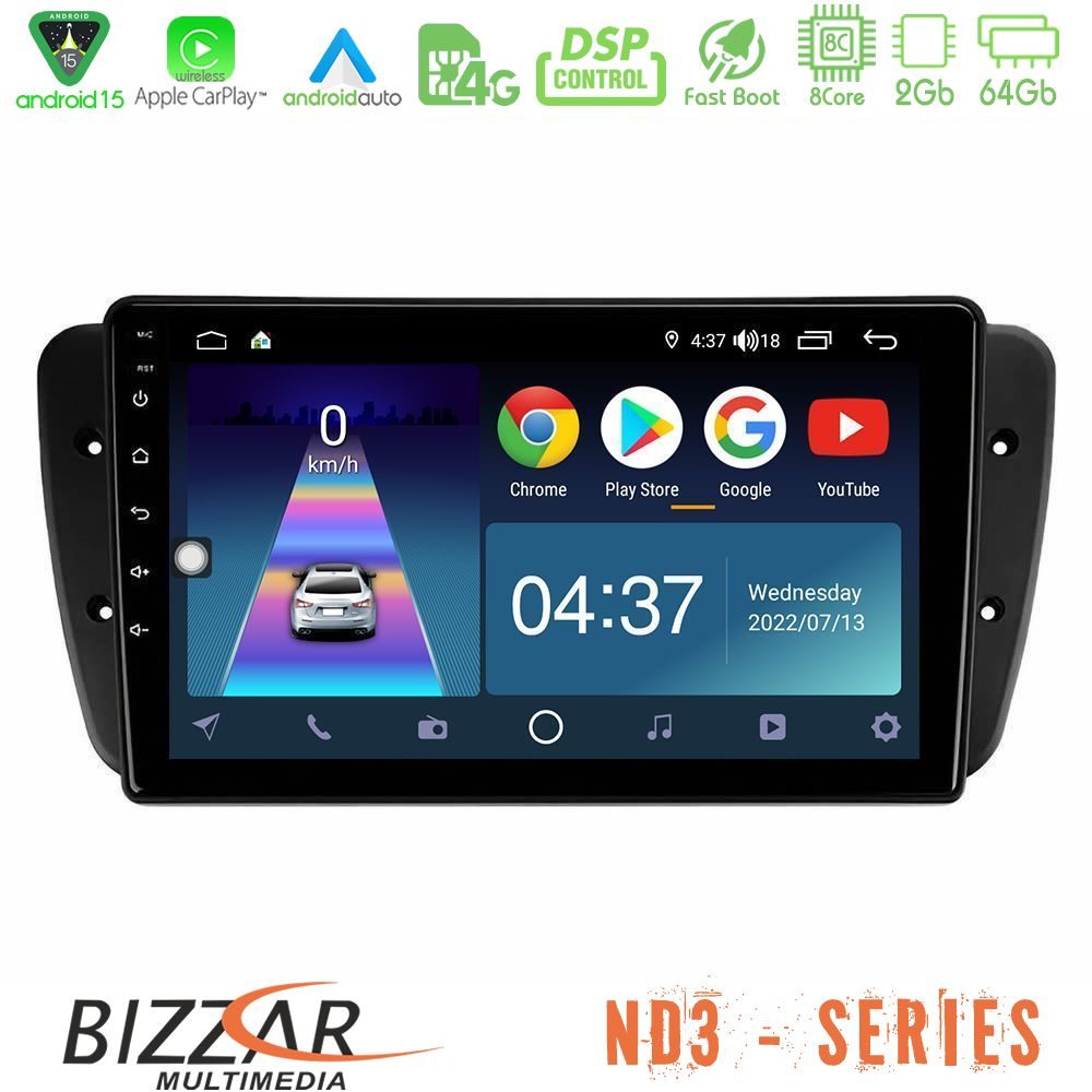 Bizzar ND3 Series 8Core Android15 2+64GB Seat Ibiza 2008-2012 Navigation Multimedia Tablet 9"