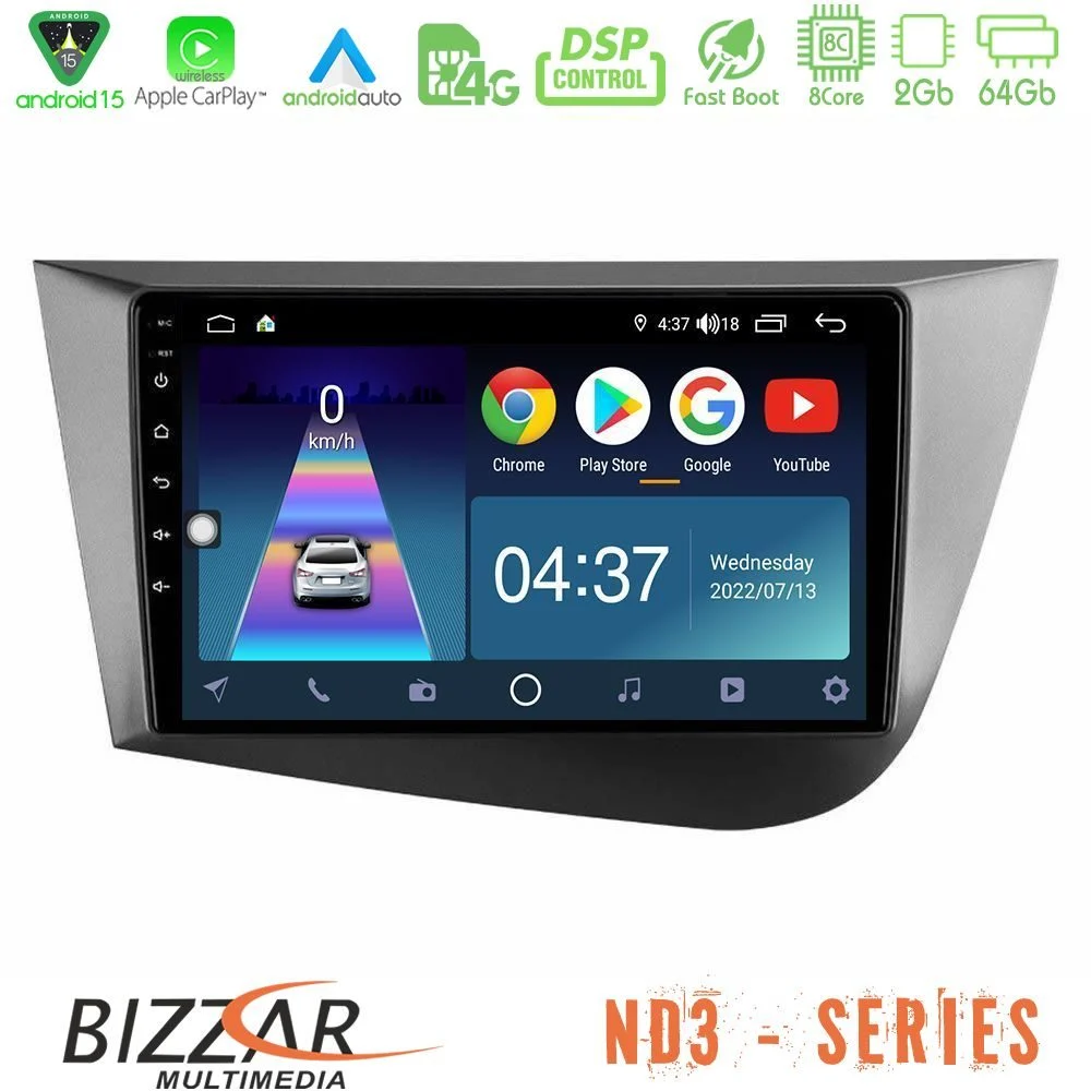 Bizzar ND3 Series 8Core Android15 2+64GB Seat Leon Navigation Multimedia Tablet 9"