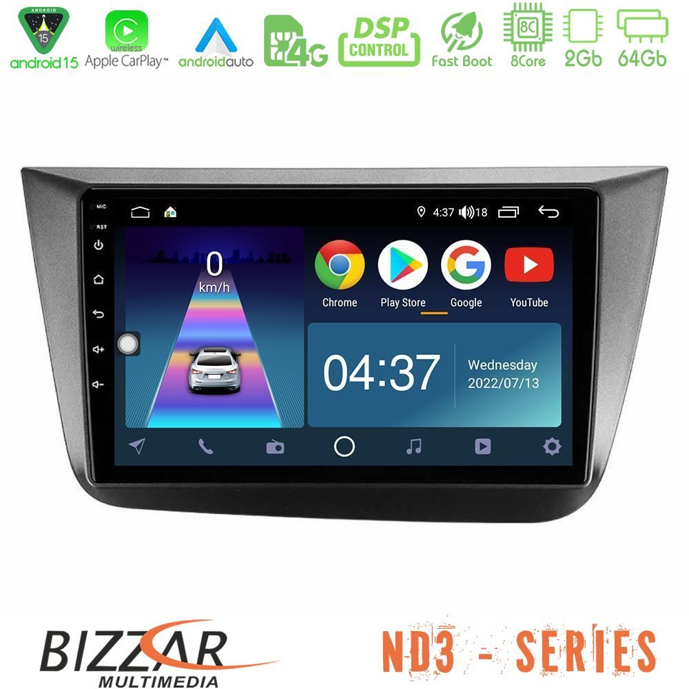Bizzar ND3 Series 8Core Android15 2+64GB Seat Altea 2004-2015 Navigation Multimedia Tablet 9"