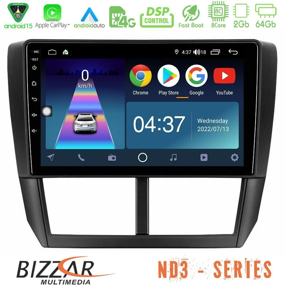Bizzar ND3 Series 8Core Android15 2+64GB Subaru Forester Navigation Multimedia Tablet 9"