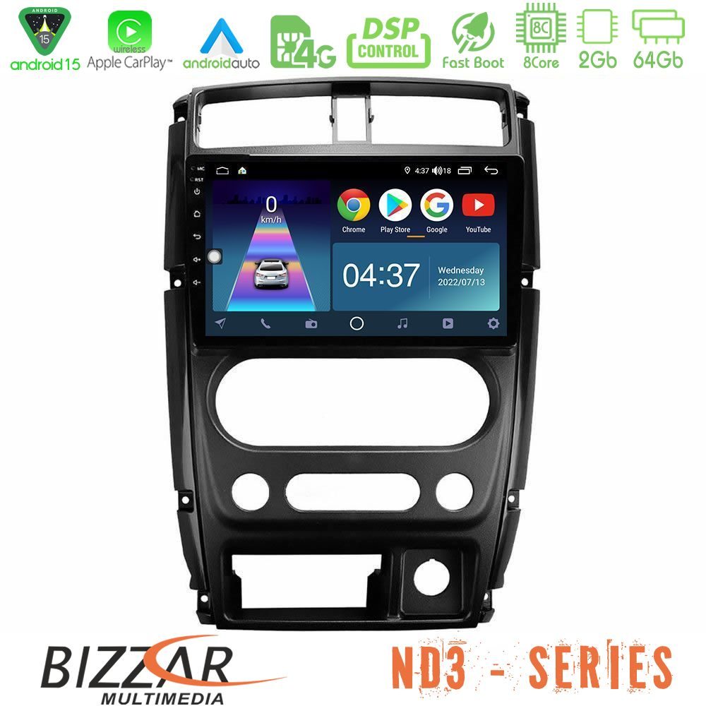 Bizzar ND3 Series 8Core Android15 2+64GB  Suzuki Jimny 2007-2017 Navigation Multimedia Tablet 9"