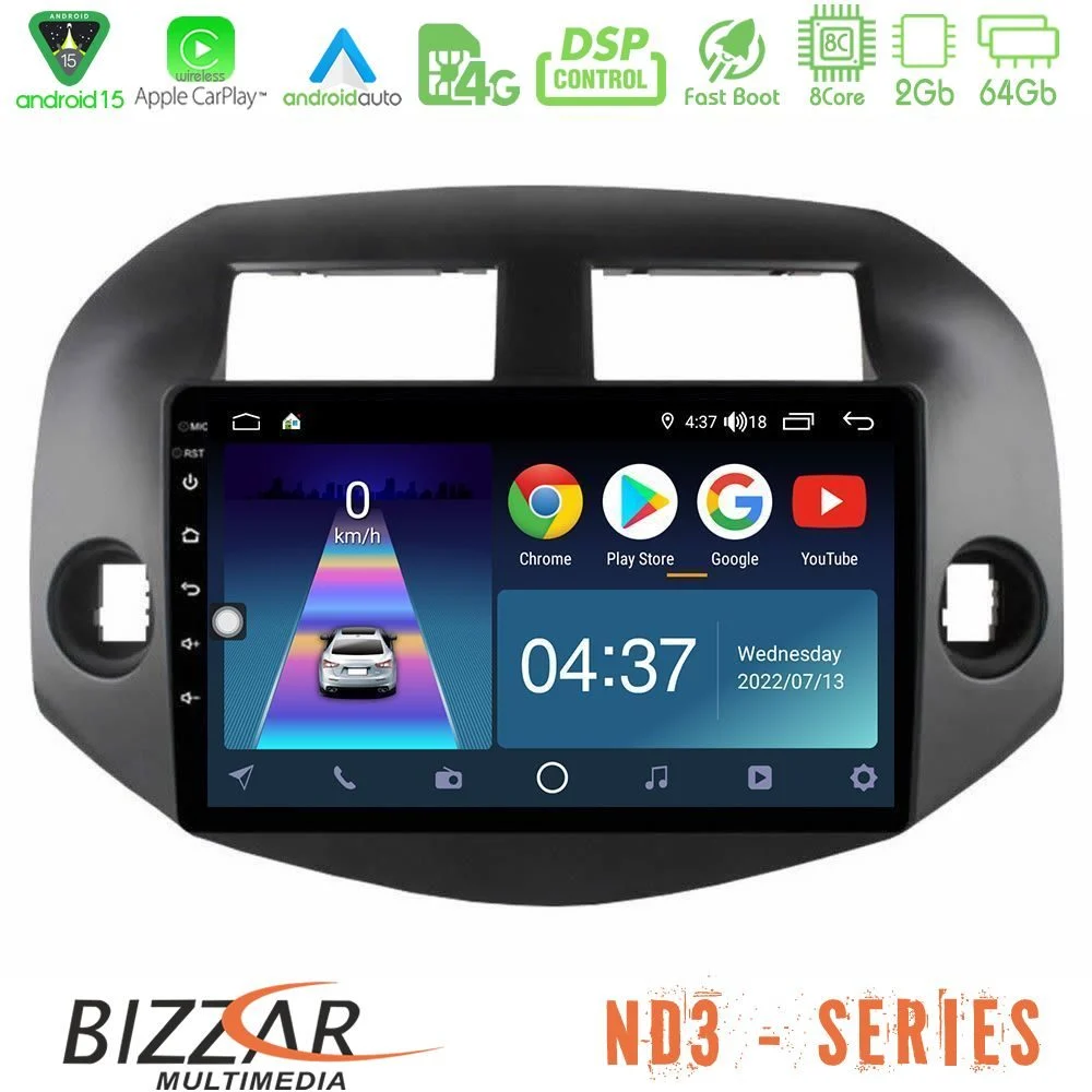 Bizzar ND3 Series 8Core Android15 2+64GB  Toyota Rav4 2006-2012 Navigation Multimedia Tablet 10"