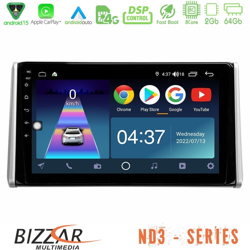 Bizzar ND3 Series 8Core Android15 2+64GB  Toyota RAV4 2019-2023 Navigation Multimedia Tablet 10"