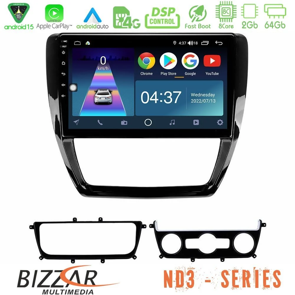 Bizzar ND3 Series 8Core Android15 2+64GB VW Jetta Navigation Multimedia Tablet 10"