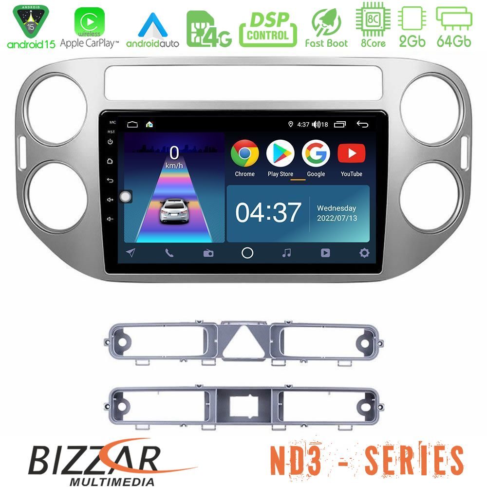 Bizzar ND3 Series 8Core Android15 2+64GB VW Tiguan Navigation Multimedia Tablet 9"