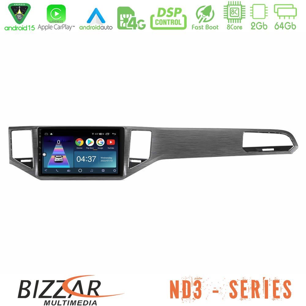 Bizzar ND3 Series 8Core Android15 2+64GB     VW Sportsvan 2014-2020 Navigation Multimedia Tablet 9"  (Silver/Grey Color)