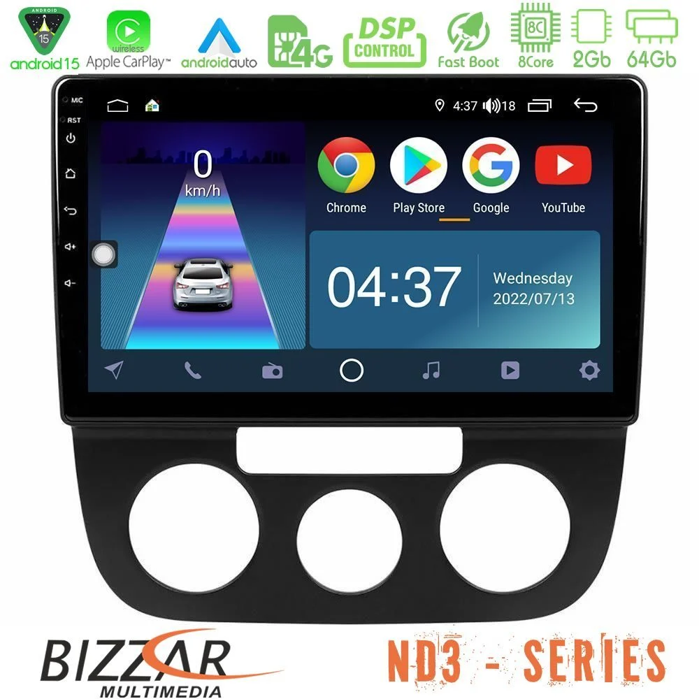 Bizzar ND3 Series 8Core Android15 2+64GB VW Jetta Navigation Multimedia Tablet 10"