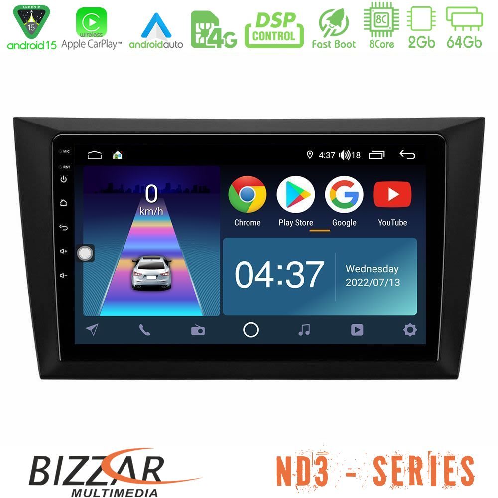 Bizzar ND3 Series 8Core Android15 2+64GB Vw Golf 6 Navigation Multimedia Tablet 9"