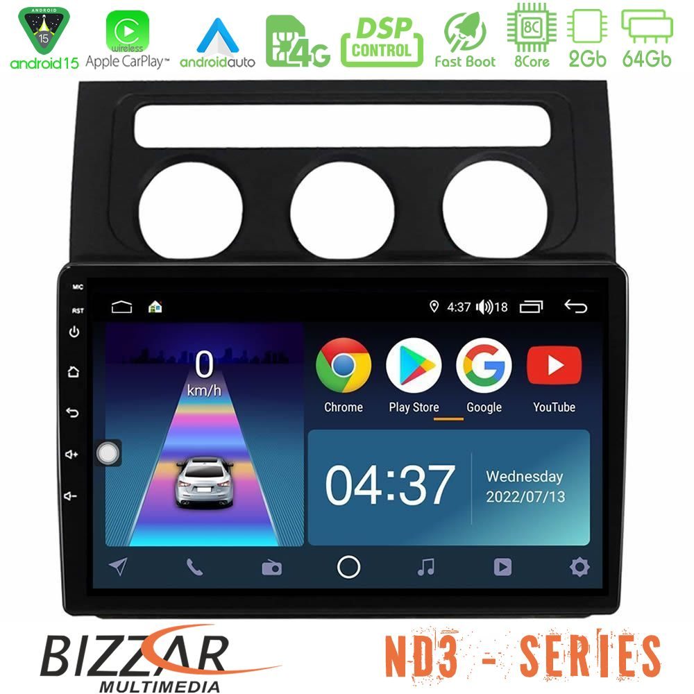 Bizzar ND3 Series 8Core Android15 2+64GB     VW Touran 2003-2011 Navigation Multimedia Tablet 10"