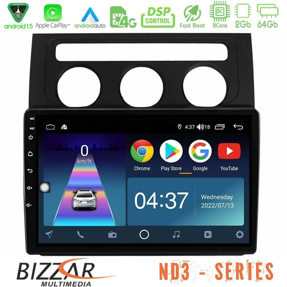 Bizzar ND3 Series 8Core Android15 2+64GB     VW Touran 2003-2011 Navigation Multimedia Tablet 10"