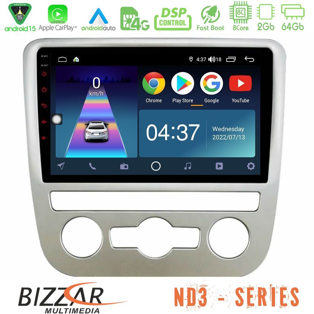 Bizzar ND3 Series 8Core Android15 2+64GB VW Scirocco 2008 – 2014 Navigation Multimedia Tablet 9"