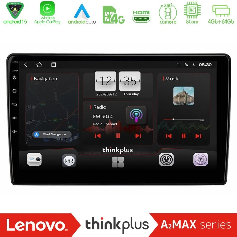 Lenovo Thinkplus A2MAX Series Universal 8Core Android15 4+64GB Navigation Multimedia Tablet 9"