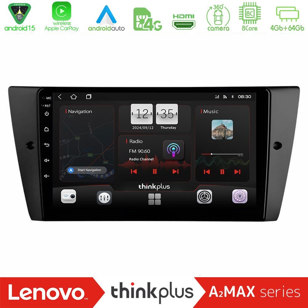 Lenovo Thinkplus A2MAX Series 8Core Android15 4+64GB  BMW 3 Series  2006-2011 Navigation Multimedia Tablet 9"