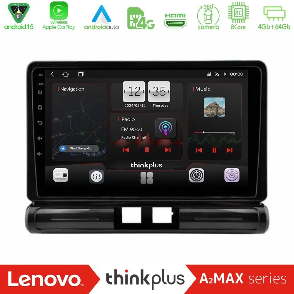 Lenovo Thinkplus A2MAX Series 8Core Android15 4+64GB Citroen C3 2016-> Navigation Multimedia Tablet 9" (Low Version))