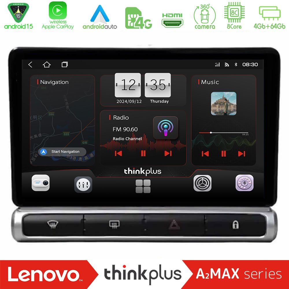 Lenovo Thinkplus A2MAX Series 8Core Android15 4+64GB  Citroen C3 2016-> Navigation Multimedia Tablet 9"