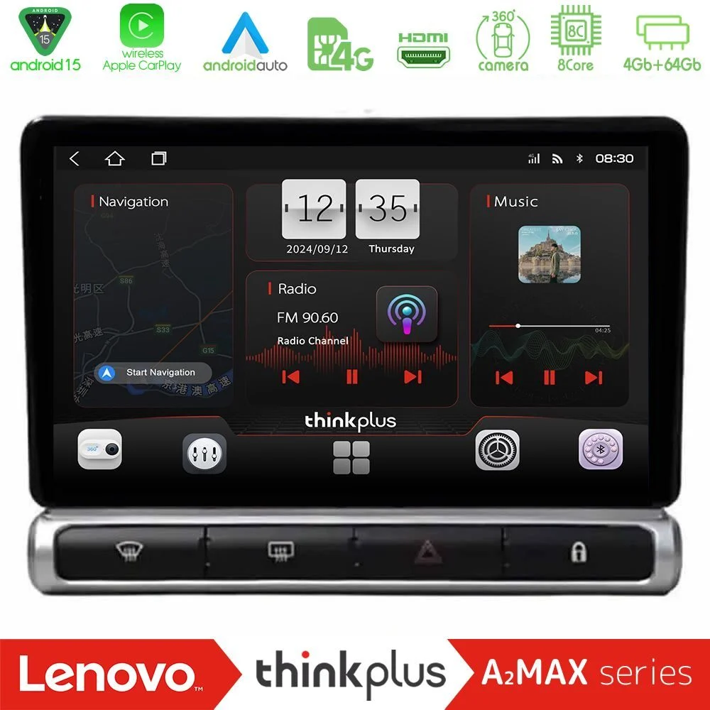 Lenovo Thinkplus A2MAX Series 8Core Android15 4+64GB Citroen C3 2016-> Navigation Multimedia Tablet 9"