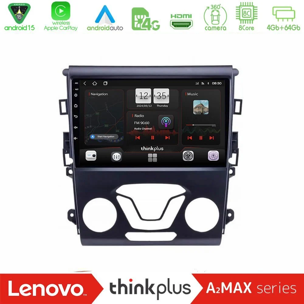 Lenovo Thinkplus A2MAX Series 8Core Android15 4+64GB Ford Mondeo 2014-2017 Navigation Multimedia Tablet 9"