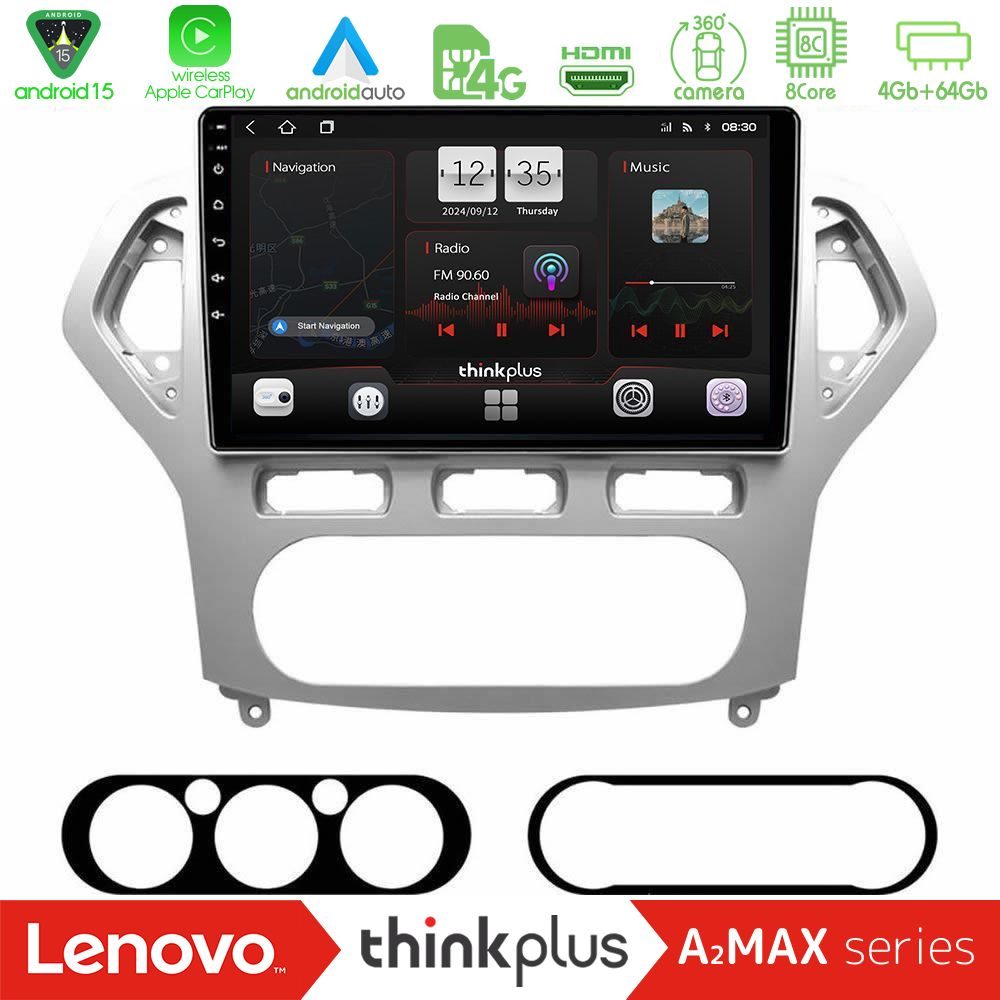 Lenovo Thinkplus A2MAX Series 8Core Android15 4+64GB  Ford Mondeo 2007-2010 AUTO A/C Navigation Multimedia Tablet 10"