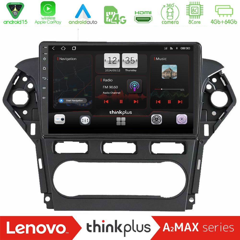 Lenovo Thinkplus A2MAX Series 8Core Android15 4+64GB  Ford Mondeo 2011-2014 Navigation Multimedia Tablet 10"