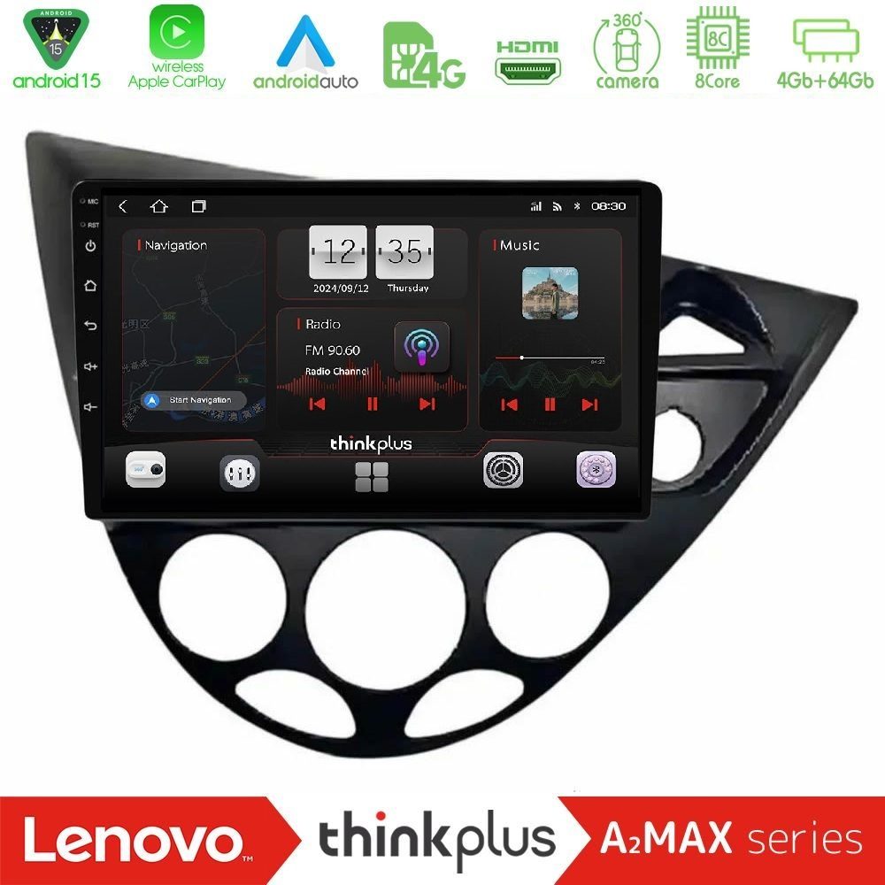 Lenovo Thinkplus A2MAX Series 8Core Android15 4+64GB Ford Focus 1999-2004 (RHD) Navigation Multimedia Tablet 9"