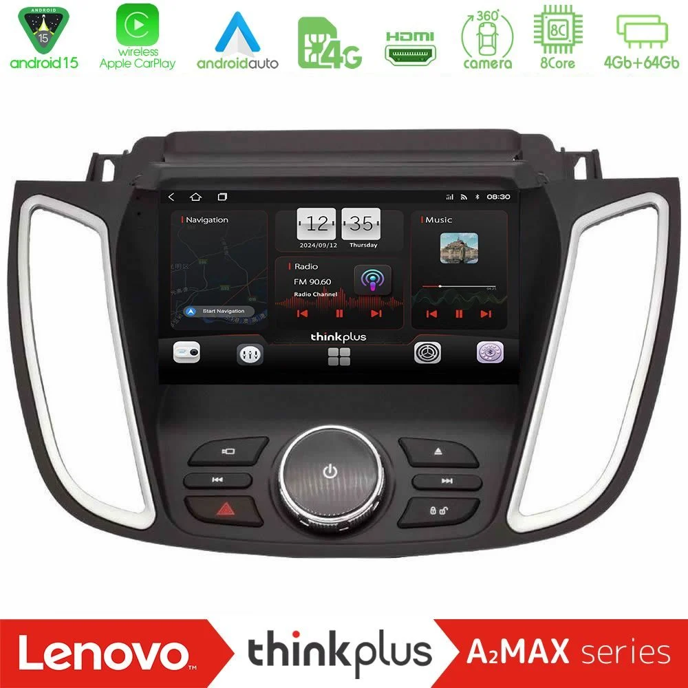 Lenovo Thinkplus A2MAX Series 8Core Android15 4+64GB Ford Kuga/C-Max 2013-2019 Navigation Multimedia Tablet 9"